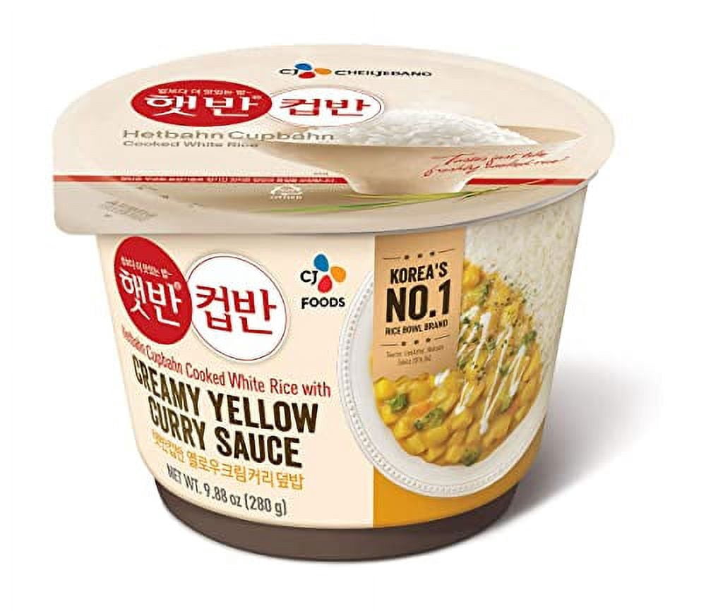 CJ Foods Korean CJ Hetbahn Cupbahn Microwavable Cooked Rice with Soup (Black Bean Sauce 짜장밥 3 packs) + (Yellow Curry Sauce 커리밥 3 packs) Total 6 packs