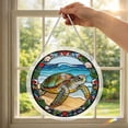 thumbnail image 5 of huayou Round Acrylic Stained Glass Suncatcher Puzzle, Sea Turtle Beach Seashell Window Hanging Decor, Ocean Theme Light Filter Ornament for Indoor Outdoor Home Balcony, 5 of 9