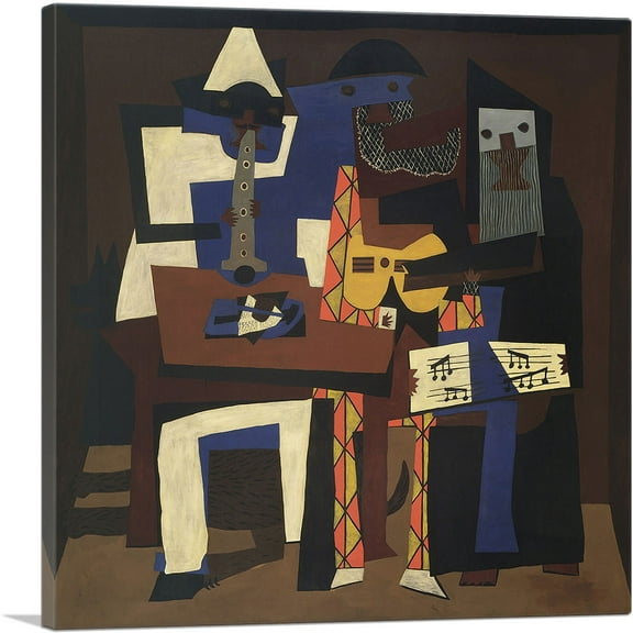ARTCANVAS Three Musicians - Fontainebleau 1921 Canvas Art Print by Pablo Picasso - Size: 18" x 18" (0.75" Deep)