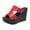 Red, variant on Clearence Women's Cutout Leather Platform Wedge Sandals Slip-On Round Toe Summer Beach Vacation Slides Lightweight Casual Shoes with Cushioned Sole for Outdoor Walking Comfort
