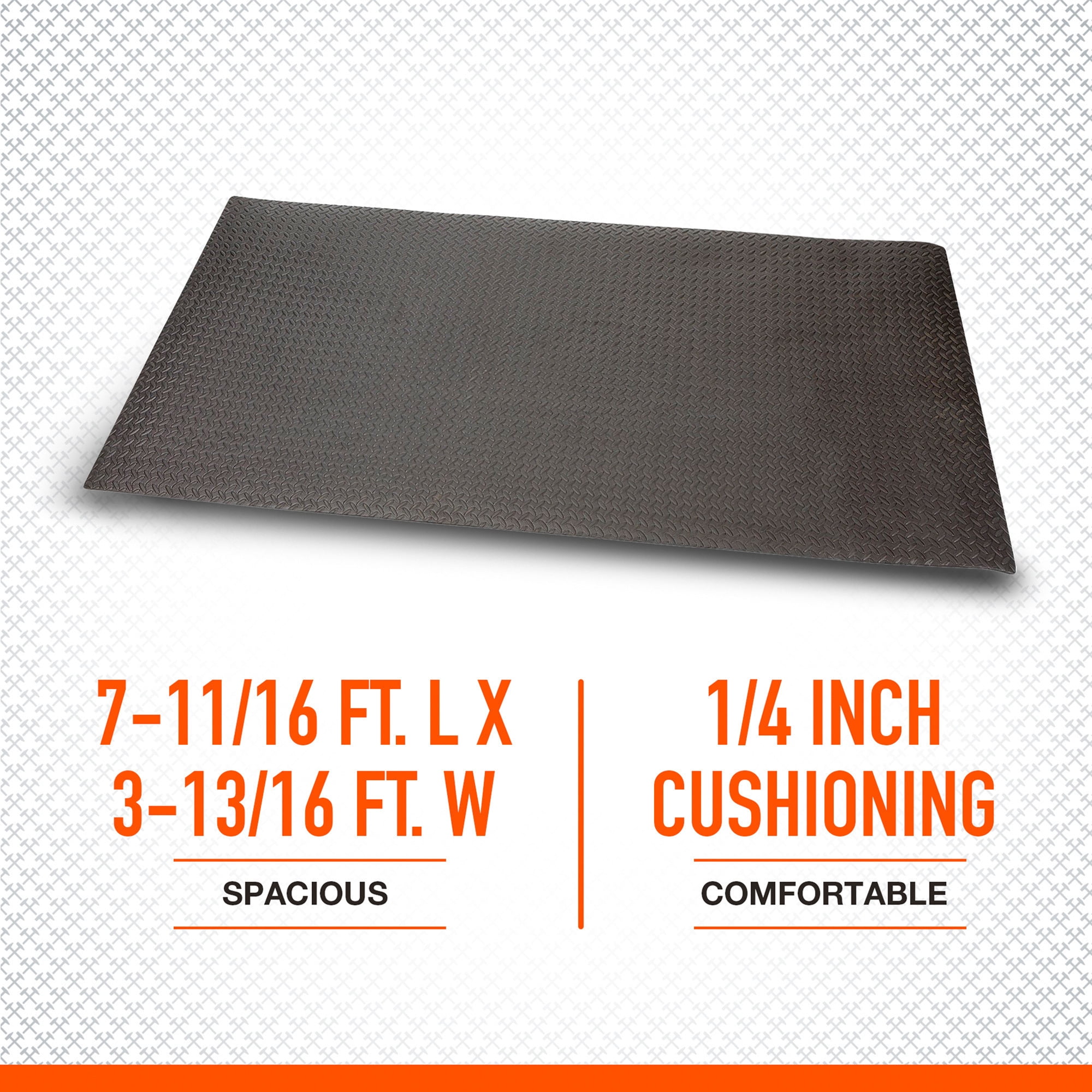 Ironton Anti-Fatigue Mat, 7-11/16ft.L x 3-13/16ft.W x 1/4in., EVA Foam