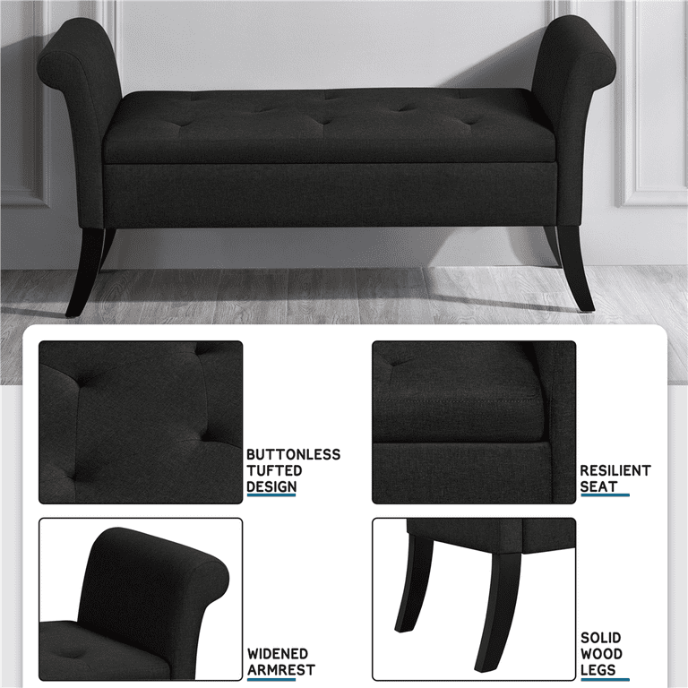 Yaheetech Modern Tufted Storage Bench with Rolled Arms photo 5