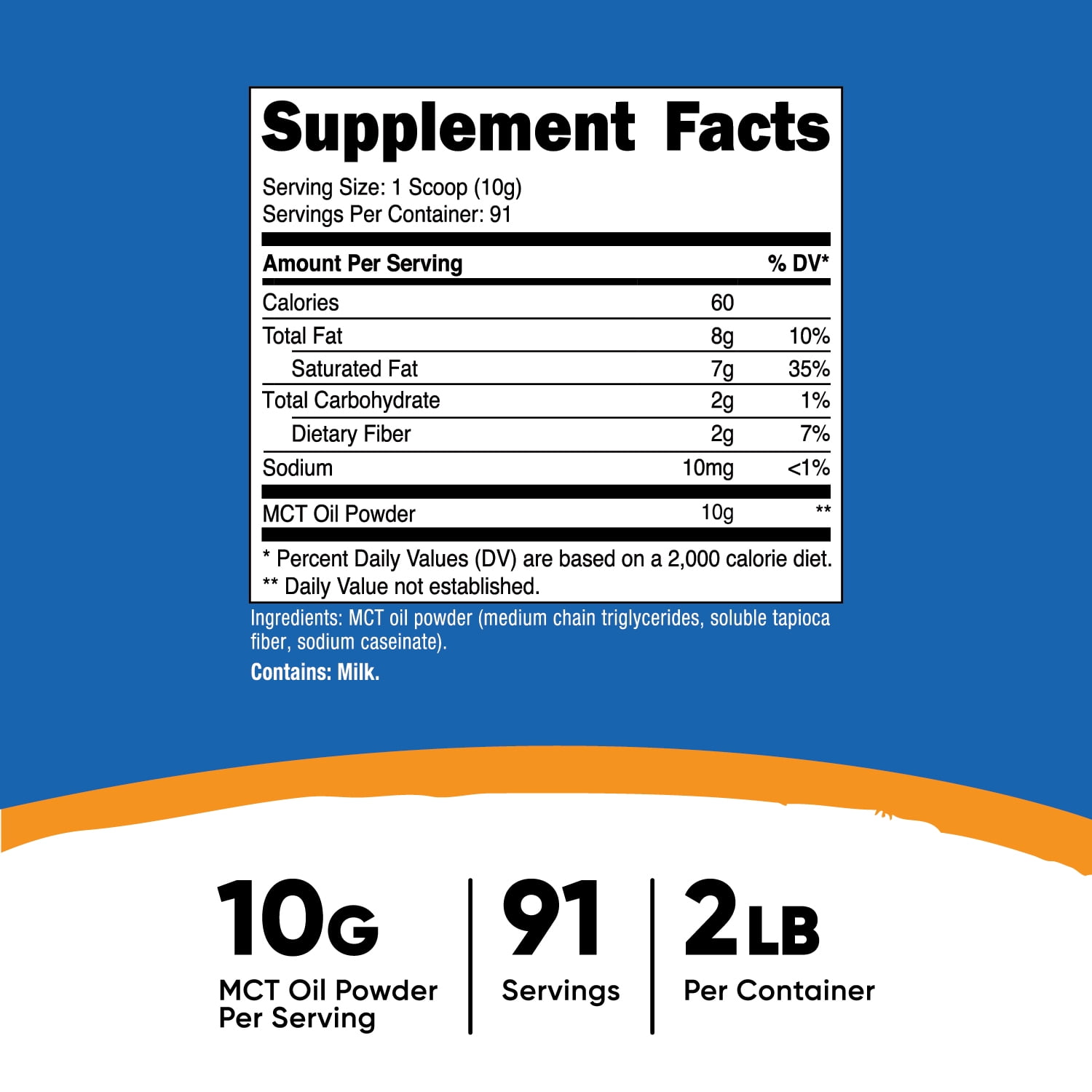 Nutricost MCT Oil Powder 2LBS (32oz) - Zero Net Carbs Supplement