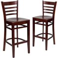 thumbnail image 1 of 2 Pk. HERCULES Series Ladder Back Mahogany Wood Restaurant Barstool, 1 of 8