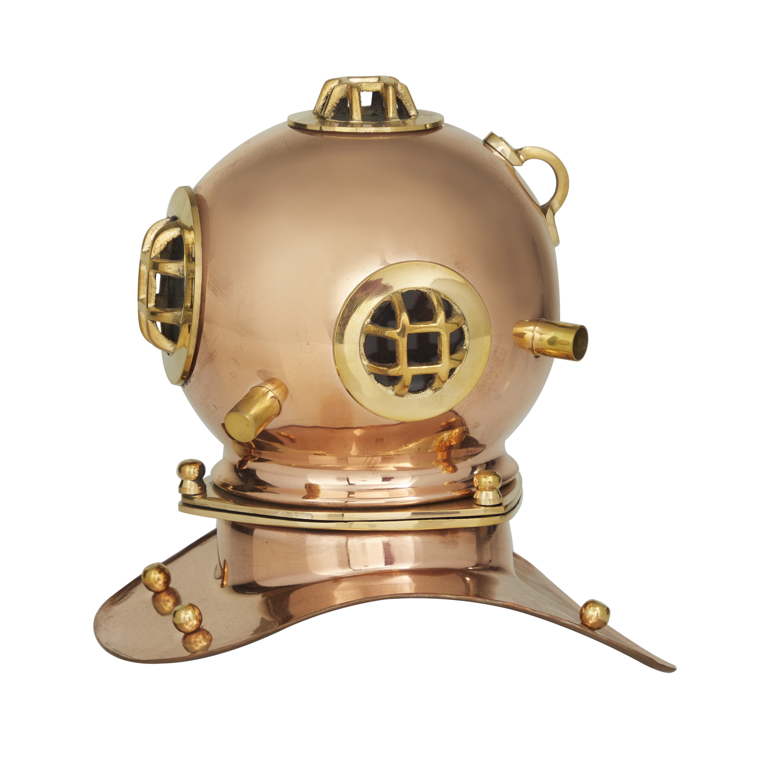 8" Brass Metal Diver Helmet, by DecMode
