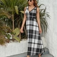 thumbnail image 6 of Plaid Pattern Black And White Plaid Sleeveless Dress Dresses Women Summer Evening Dresses Ladies Bohemia Long Dresses, 6 of 9