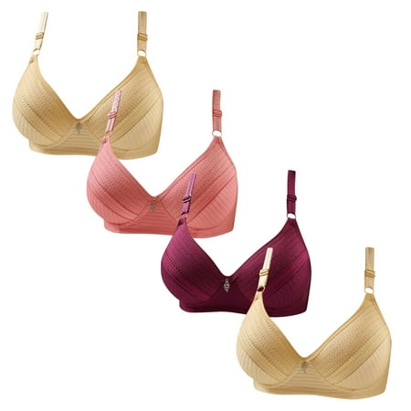Gnurob Lace Bras for Womens Push Up Wireless Bralettes Breathable Brassiere 3 Pack Plus Size Bralette Comfort Adjustable Straps Bra Sports Wear Clearance Saving A06-Khaki Large