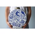 thumbnail image 3 of Jarrón de flores de porcelana azul y blanca, jarrón decorativo, tarro plano, artesanía de cerámica 16cmx31cm, 3 of 9