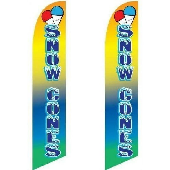Twin Pack Full Sleeve Swooper Flags SNOW CONES Multi-Color w Snow Cones