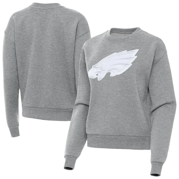 Women's Antigua Heather Gray Philadelphia Eagles Victory Pullover Sweatshirt