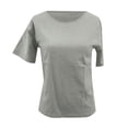thumbnail image 5 of Women's T-Shirts Women Solid Color Round Neck Medium Long Sleeve Loose Shirt Blouse for Casual Wear and Everyday Comfort, 5 of 6