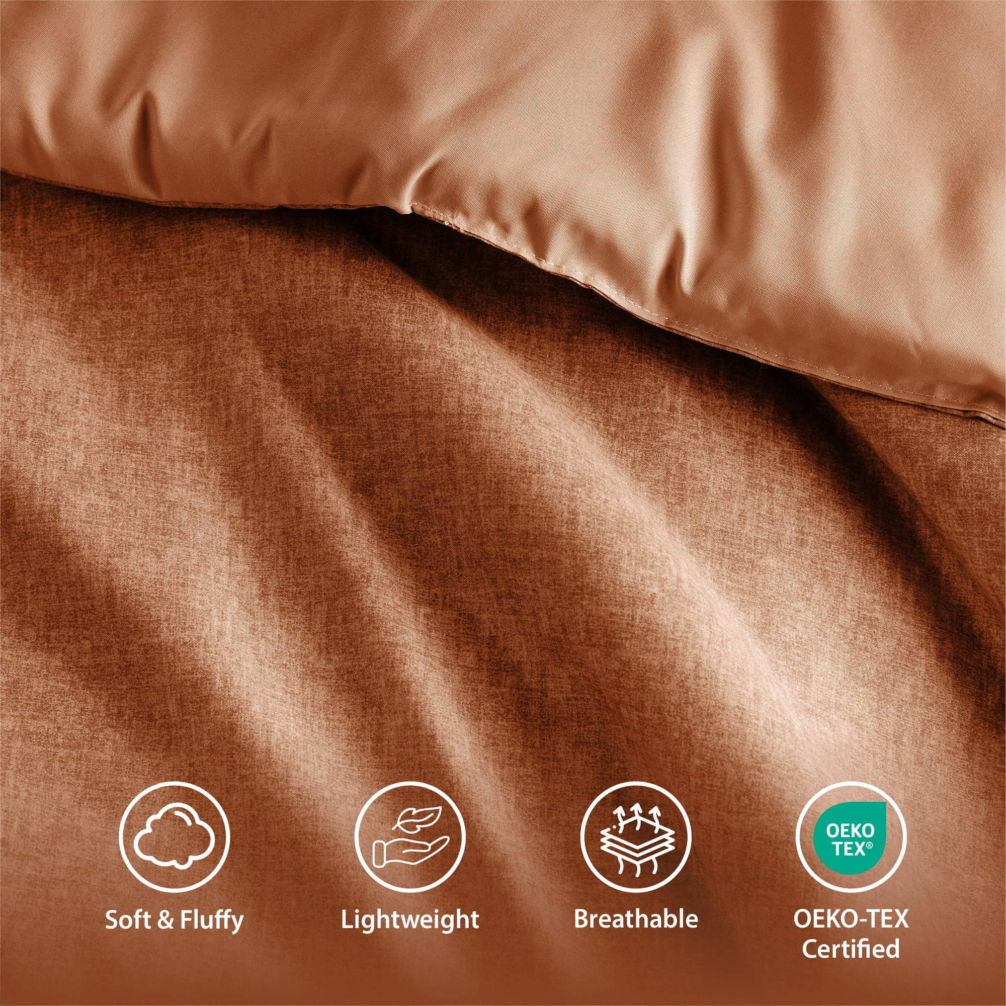 Regency Heights Full/Queen Comforter Sets, Reversible 3 Piece Extra Soft Bedding Set, Chambray Print Burnt Orange Comforter Bed Set with Pillow Shams