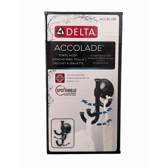 Delta Accolade Wall Mounted Expandable 3-Prong J-Hk Towel Hook Oil Rubbed Bronze