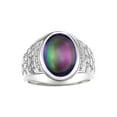 thumbnail image 1 of RYLOS Men's Rings Sterling Silver Nugget Ring with Cabochon Gemstone & Diamonds Alexandrite Rings For Men Size 12, 1 of 7