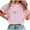 Pink, variant on My Order Ladies Love Heart Print Short Sleeve Round Neck Tees Fashion Valentine Top My Items