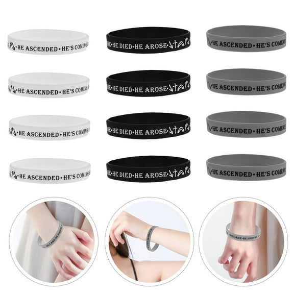 Milisten 12Pcs Faith Silicone Bracelets with Inspirational Verse Design, Adjustable Wrist Charms for Daily Wear and