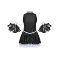 thumbnail image 6 of Yeahdor Girls Sleeveless Cheerleading Dance Suit Shiny Sequins Dress with Pompoms,Sizes 6-16 Black 10, 6 of 7