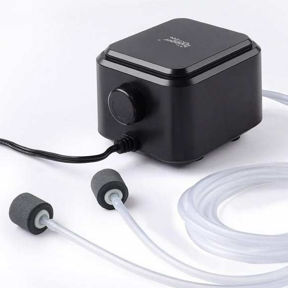 hygger Pompe à Air d'Aquarium la Plus Silencieuse, Pompe à Oxygène Réglable 2 Sorties d'Air Aérateur Ultra Silencieux Puissant (3.5W, jusqu'à 120Gallon)