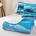 thumbnail image 4 of Manfei Large Ocean Wave Twin Quilt Set,Bright Cloud Twin Coverlet Set,White Blue,2-Piece, 4 of 7