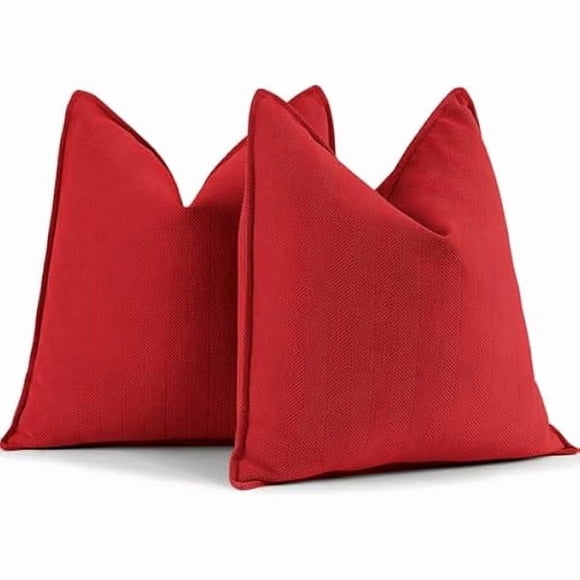 ccwmincc Red Pillow Covers 20x20 Set of 2 Chenille Throw Red Pillows Cushion Covers with Elegant Design Soft and Luxurious Decorative Pillows for Couch, Bed, and Home Decor