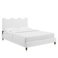 thumbnail image 2 of Modway Current Performance Velvet Queen Platform Bed in White, 2 of 10