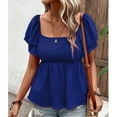 thumbnail image 7 of Ltctricy Babydoll Tops for Women Ruffle Layered Short Sleeve Square Neck Pleated Peplum Blouses Summer Casual T Shirts, 7 of 7