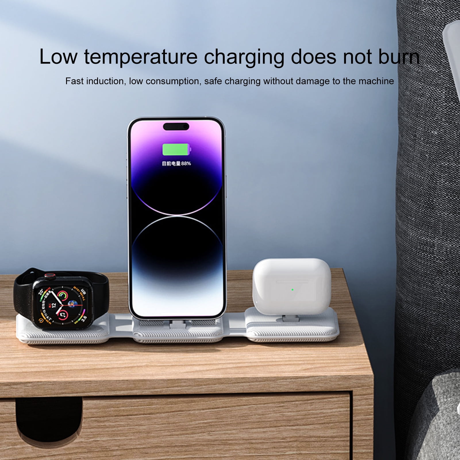 wirlsweal Foldable 3in1 Wireless Charger for iPhone Watch Headset Charging Stand