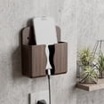 thumbnail image 6 of No-Drill Wood Grain Wall-Mounted Phone Charging Stand and Remote Control Storage Organizer, 6 of 6