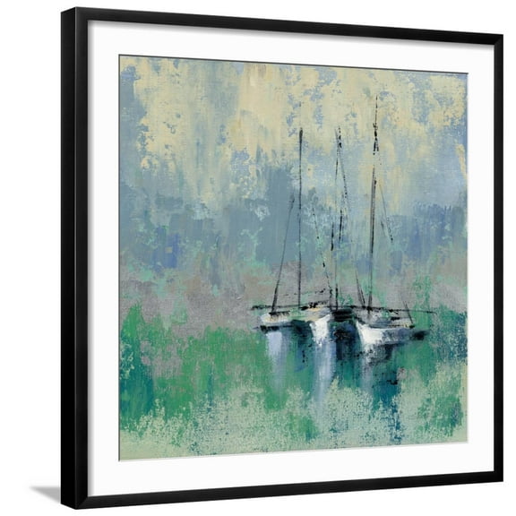 Art.com Boats in the Harbor II Art Print by Silvia Vassileva, Black Frame Wall Art, 29" x 29"