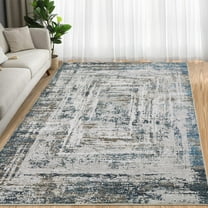 Haperlare Blue Abstract Area Rugs for Living Room 10'x13' Machine Washable Rugs for Bedroom
