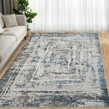 Haperlare Blue Abstract Area Rugs for Living Room 10'x13' Machine Washable Rugs for Bedroom