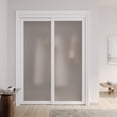 thumbnail image 2 of 60" x 80" 1 Lite Tempered Frosted Glass and MDF White Pantry Sliding Closet Door with Hardware, 2 of 7