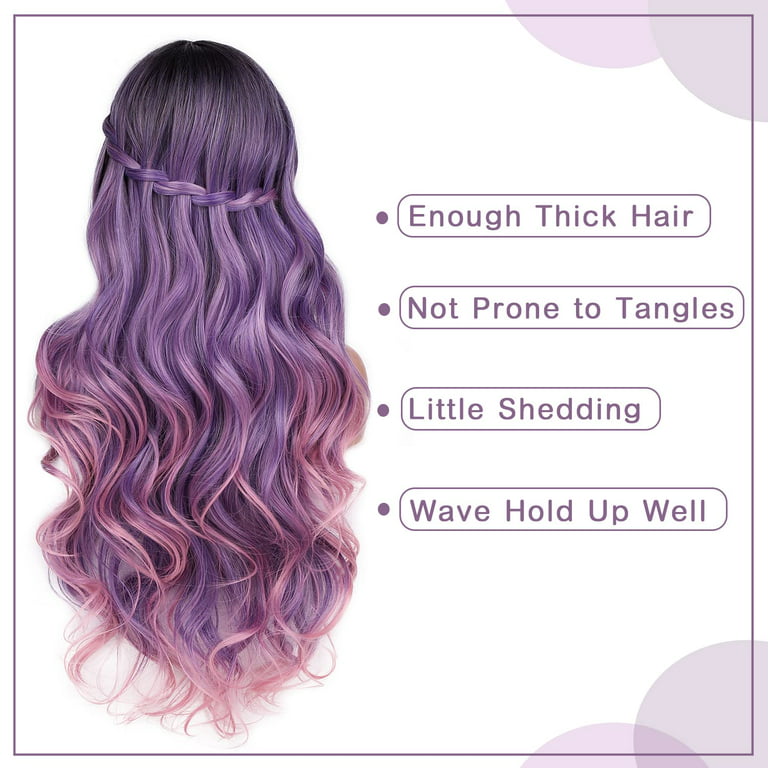 Ombre Purple Wigs Side Part Layered Wig Dark Roots To Light Purple Wigs  Synthetic Hair Long Wavy Wigs For Black Women - Walmart.Com