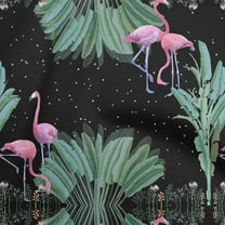 oneOone Polyester Spandex Black Fabric Tropical Flamingo Dress Material Fabric Print Fabric By The Yard 56 Inch Wide