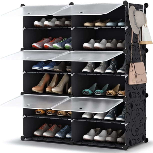 Zapatera de 6 niveles, gabinete con estantes de plástico para 24 pares de zapatos, organizador para clóset, pasillo, dormitorio, entrada