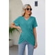 thumbnail image 4 of Camiseta plisada con nudo retorcido para mujer, Jersey Irregular con cuello en V, Tops de manga corta, camisetas informales de Color sólido para mujer, novedad de verano, 4 of 4