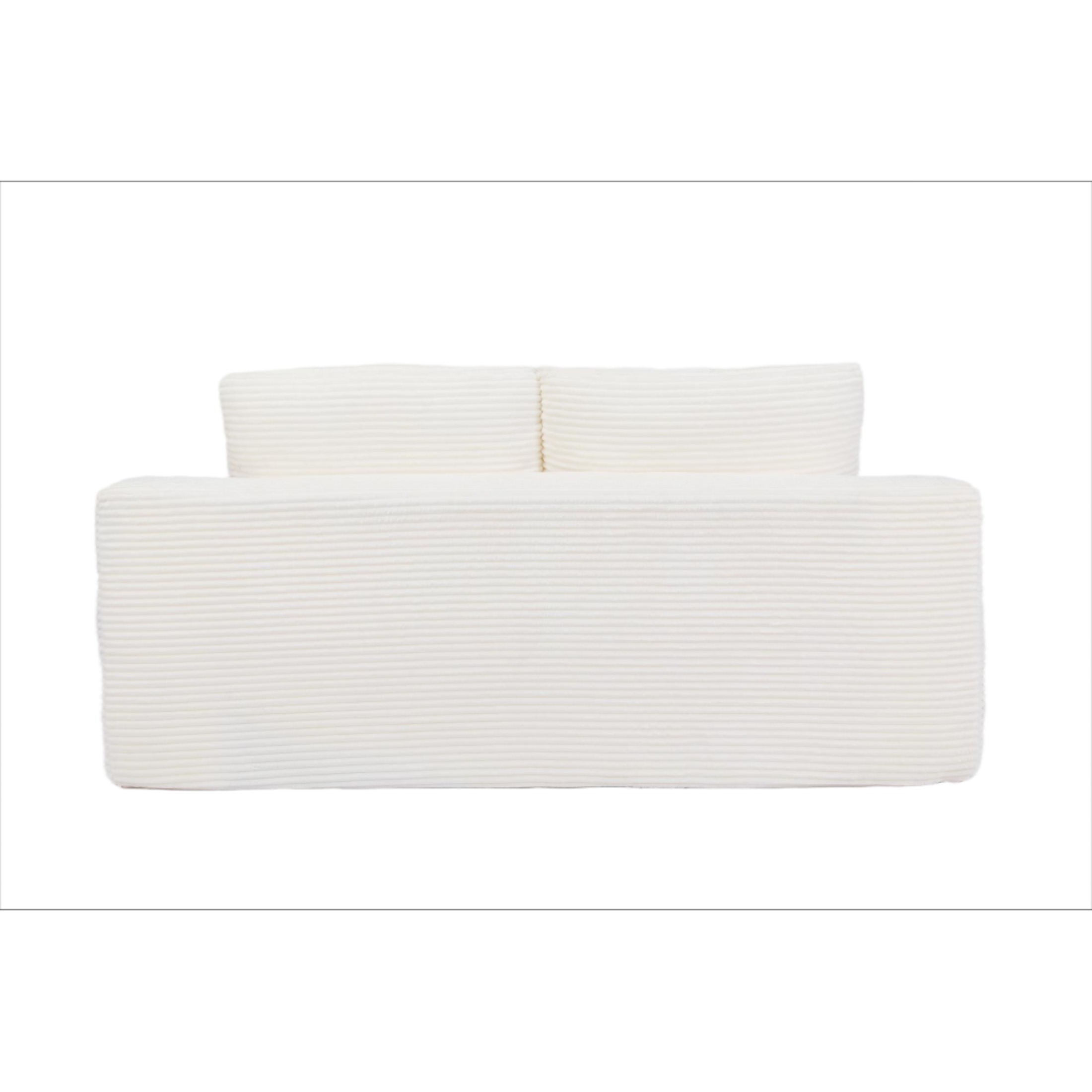 SOULART 71.65" Loveseat Sofa, White Corduroy Deep Seat Couch, Reversible Cushion with Pillows, No Assembly Required