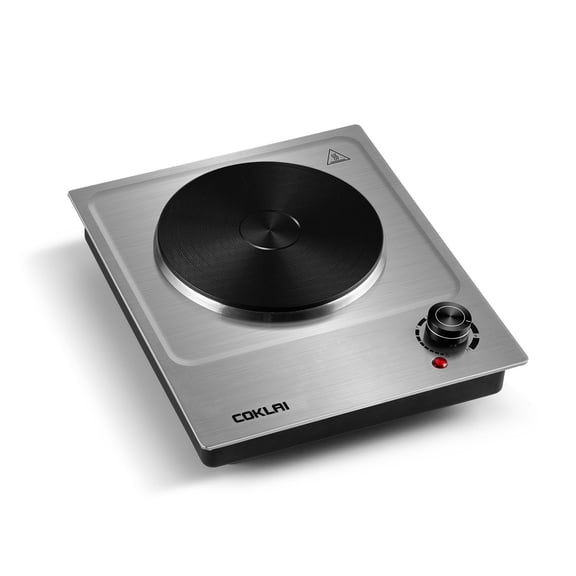 COKLAI 1500W Portable Hot Plate with Cast-Iron Single Burner, 11-Level Heat Control