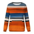 thumbnail image 7 of JTZGDY Fall Crewneck Sweatshirts for Women Loose Fit Casual Striped Color Block Printed Long Sleeve Graphic Pullover Tops Fashion Outfit 2025 Clothes Orange#01 S, 7 of 7