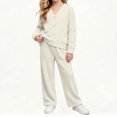 thumbnail image 6 of BXJX Girls Knit Outfit Sets, V Neck 2 PC Button Down Long Sleeve Cardigans & Wide Leg Pants Sets White Size 7-8 T, 6 of 9