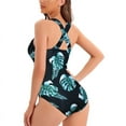 thumbnail image 2 of Haute Edition Women's V-Neck One Piece Monokini Swimsuit with Mesh Cutouts, 2 of 3