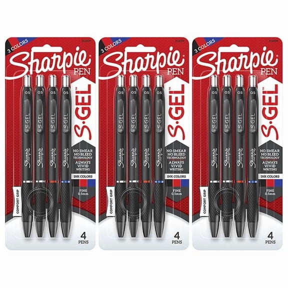 Sanford LP SAN2116199-3 0.5 mm S-Gel High-Performance Retractable Fine Gel Pen - 4 Count - Pack of 3