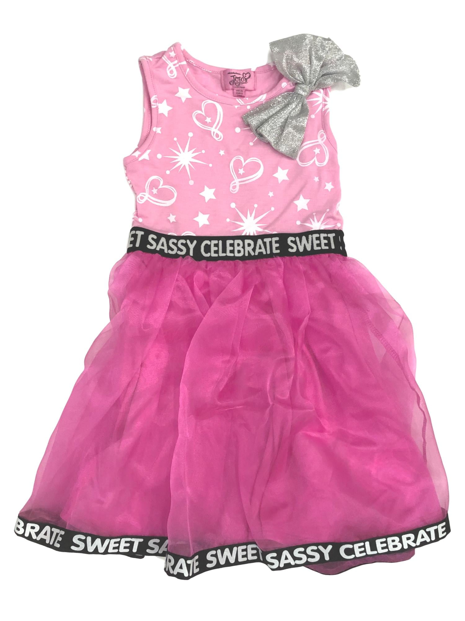 Jojo Siwa Girls Pink & Silver Sassy Celebrate Bow Dress - Walmart.com