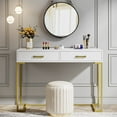 thumbnail image 3 of Tribesigns Vanity Desk with 2 Drawers, White and Gold Makeup Vanity for Women Girl (Without Mirror), 3 of 5