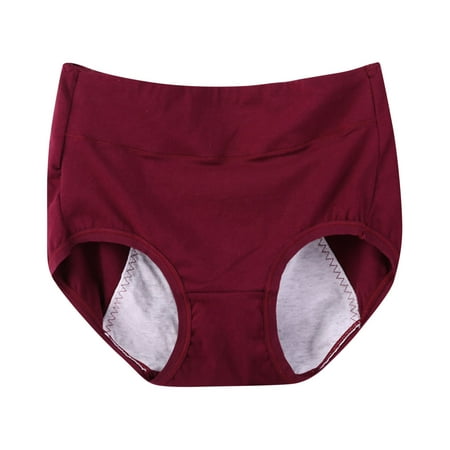 Jalioing Plus Size Panty for Women Cotton Lined Panties Stretch High Waisted Solid Color Oversized Briefs (4X-Large  Wine)