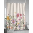 thumbnail image 5 of Rustic Watercolor Floral Shower Curtain, Wild Flowers Pink Yellow Dragonflies Bathroom Decor Curtains Set with Hooks, Waterproof Fabric Home Accessories， Stall 48 X 72 Inch, 5 of 6