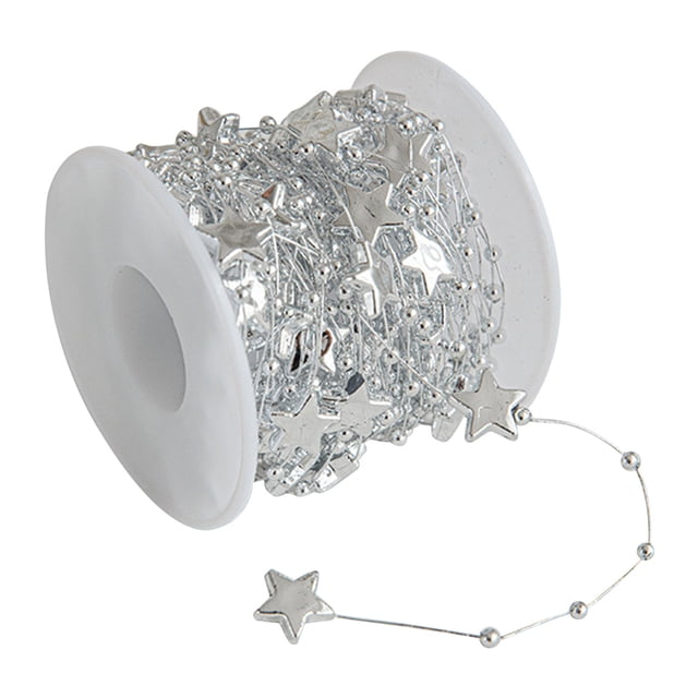 J Holiday Silver Star Bead String For Christmas Ornament And Diy Project 1Pc Decorative Chain For Tree And Home Decor With Fine Details And Easy Use Feature