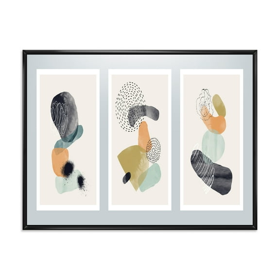 Designart 'Compostion Minimalistic of Organic Shapes I' Modern Framed Canvas Wall Art Print
