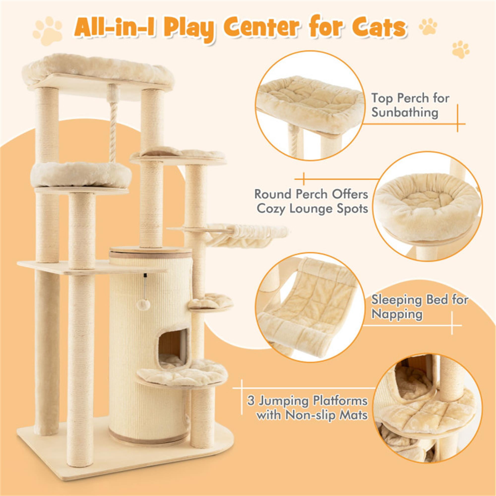 Kadyn 67" Modern Cat Tree Tower for Indoor Cats, Multi-Level Cat Condo with Scratching Post and Removable Pads for Small Large Cats, Beige Kadyn 67" Modern Cat Tree Tower for Indoor Cats, Multi-Level Cat Condo with Scratching Post and Removable Pads for Small Large Cats, Beige