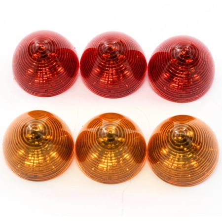 Red Hound Auto 6 Red LED 2 inches Marker Beehive Cone Lights Trailer 3 Red 3 Amber New